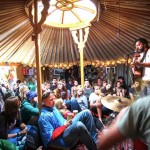 Evan Jack playing at our Music4Children yurt in the Green Futures field