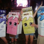 Me and my friends dressed as the dancing milk carton from Blur's 'Coffee & TV' video during their performance on the pyramid stage 2009!