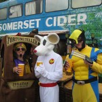 Zoltar, Dangermouse and Wolverine sampling the local brew at the cider bus!