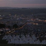 Sat at the top of flagtopia, over looking the tipi field towards the dance village at sunset