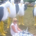 I was just chilling with my mate Jo when these seagulls came up behind me and started goin ''Mine Mine!''one of many funny moments at Glasto
