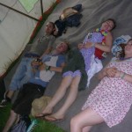 relaxing in the movement and dance tent during one of the many thunderstorms...