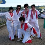 The Elvis Gang at the top of the Pyramid Stage field.