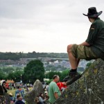 A man enjoys his view from the top of the site