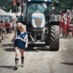 Tractor and worker at Glastonbury 2010
