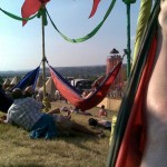 Hi - a view from the hammocks over the Park Stage - a few of my toes included!