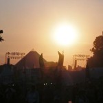 Sunset over the Pyramid stage.