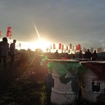 The first time the sun broke through at the festival. Everyone cheered.