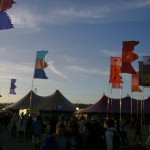 Flags at sunset, Dance Village.