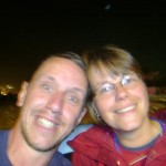 Me and the wife, sitting in a dry paddling pool, post Blur on Sunday night by the Pyramid Stage. Many others joined us.