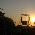 Sunset over Pyramid Stage.