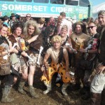Cavemen and women at the cider bus
