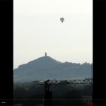 Hot air balloon over Glastonbury