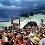 Rudimental on the Pyramid just before lightning knocked out the electrics