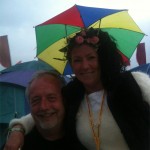 Can't beat a good umbrella hat at Glastonbury to keep brain dry