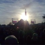 Pyramid Stage at sunset