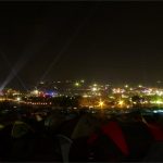 The site at night from the top of Big Ground