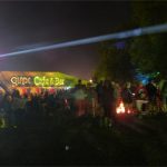 The Glade Cafe & fire at night