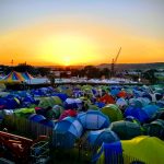 Sunset over the tent fields... 