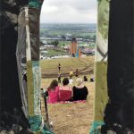 Glastonbury sign looking towards ribbon tower