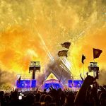 Fireworks during Elton John's performance