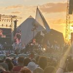 Sunset over the Pyramid Stage for Elton John