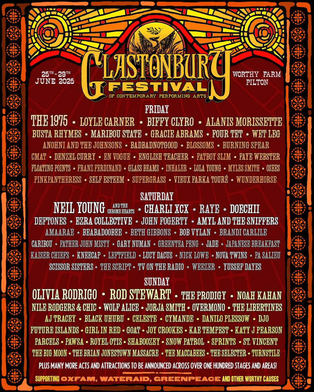 Glastonbury Festivals Line-Up 2025 Poster