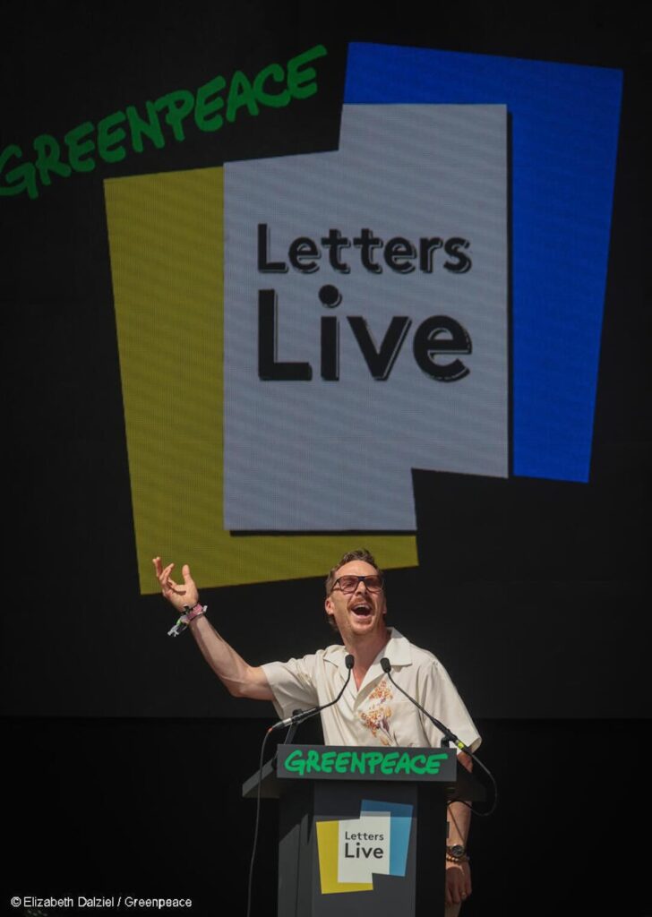 Benedict Cumberbatch with Letters Live on the Greenpeace Stage at Glastonbury