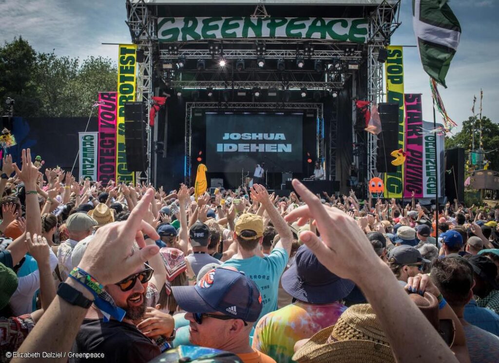 Joshua Idehen on the Greenpeace Stage at Glastonbury 2025