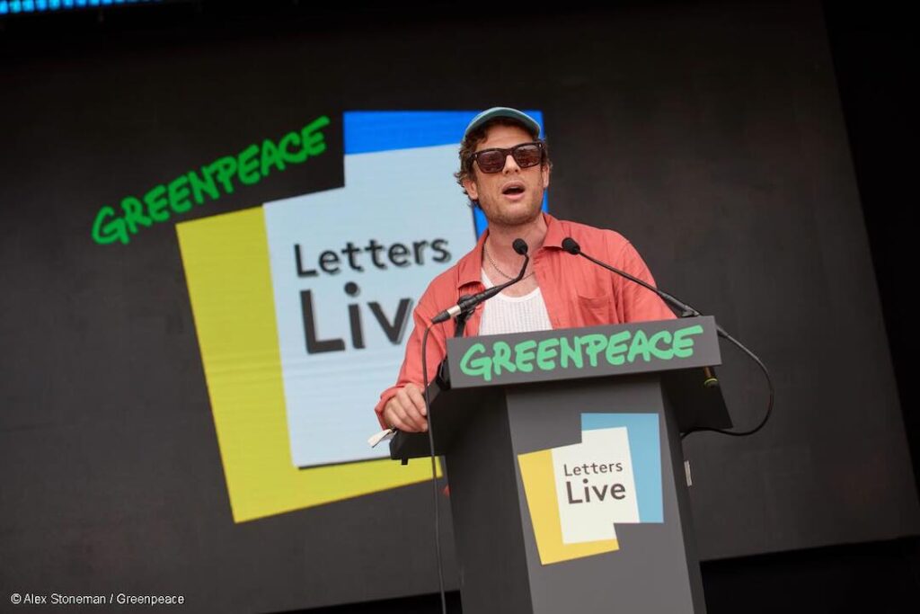 Actor James Norton BBC Letters Live Glastonbury 2025.